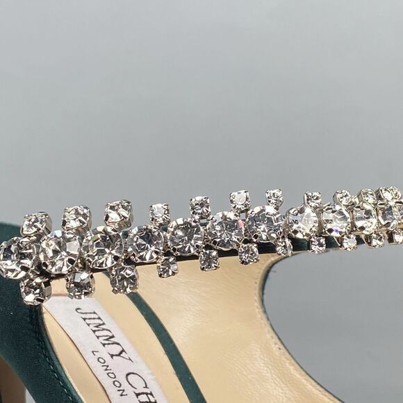 Jimmy Choo Bing 100 Satin Mules With Crystal Strap size 40.5 - Picture 10 of 16